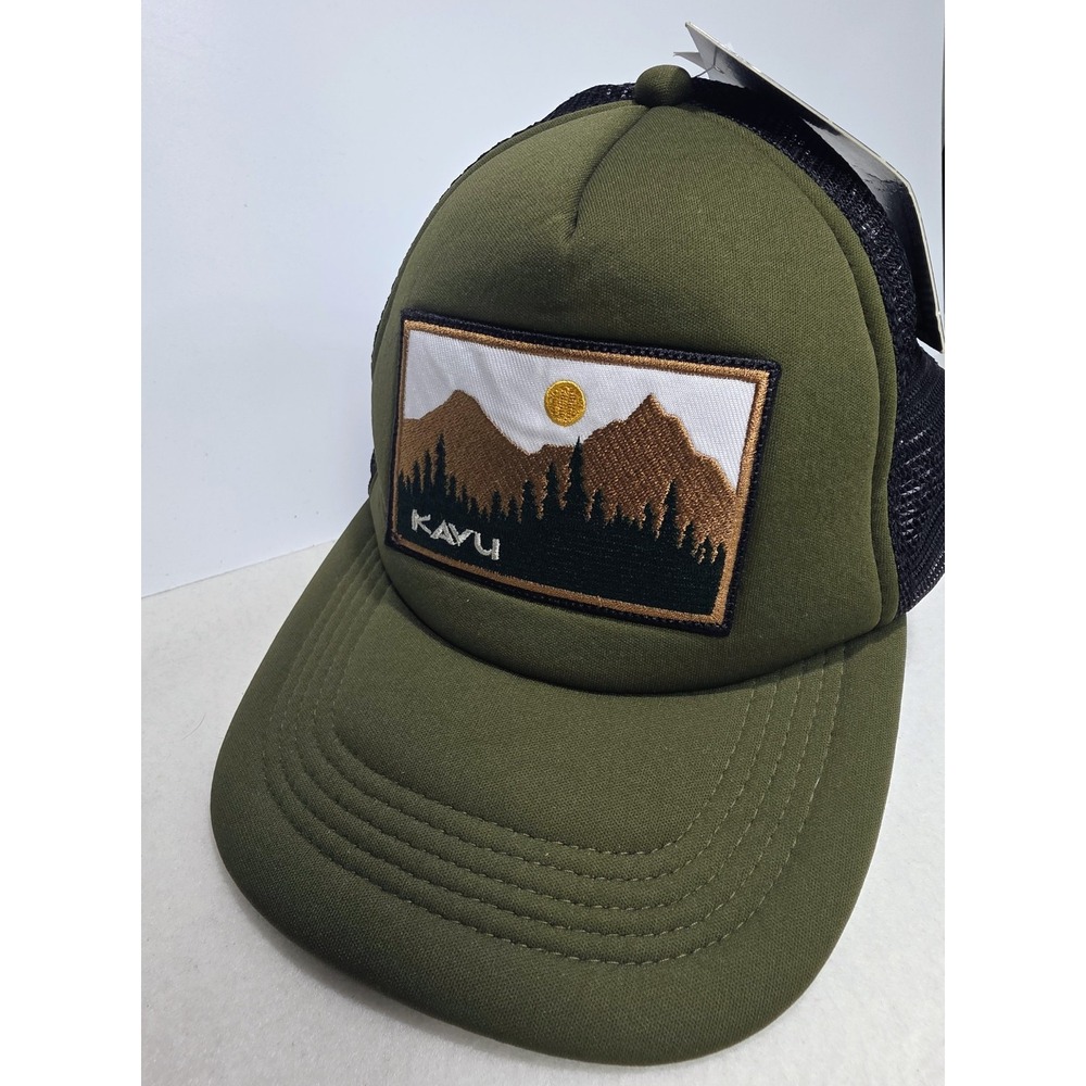 NEW KAVU Trucker Dome Hat Sunset Sky Green Black One Size Adjustable